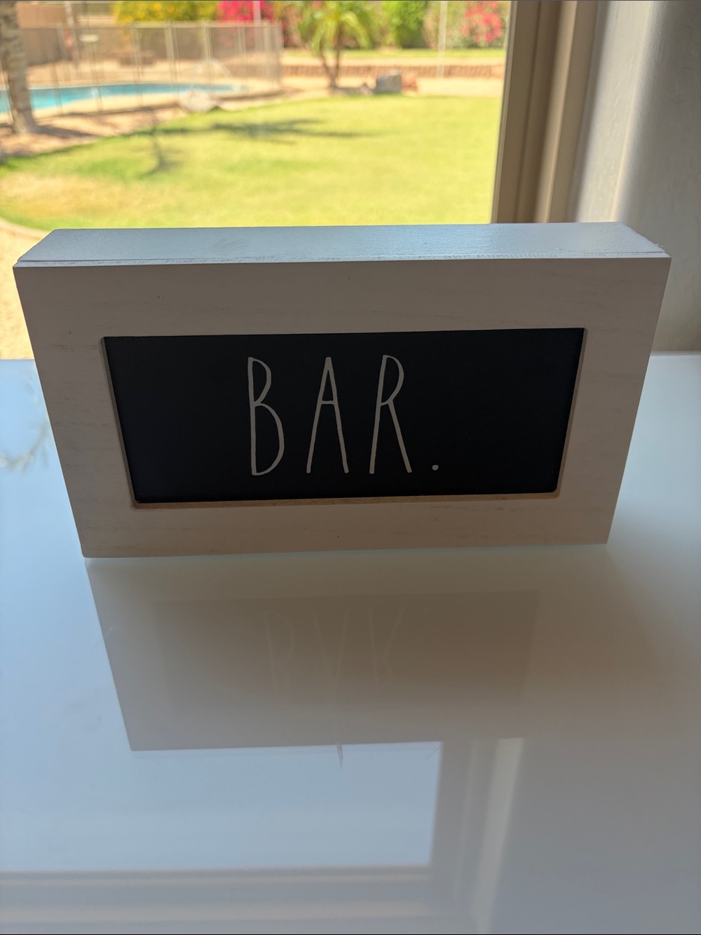 Rae Dunn White Framed 'BAR' Chalkboard Sign - Home Dining Decor